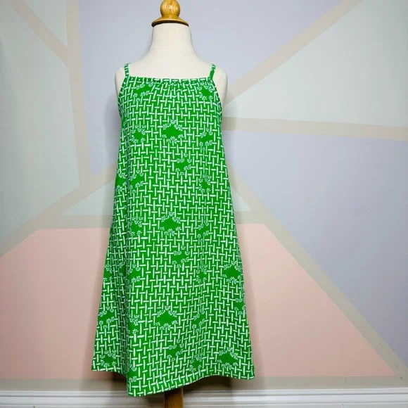 Hanna Andersson green patterned kids dress